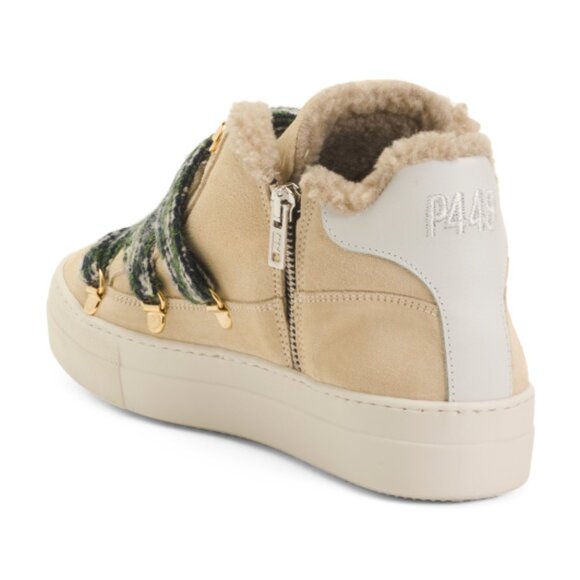 P448 Made In Italy Suede Thea Mid Lined High Top Sneakers - Picture 2 of 2